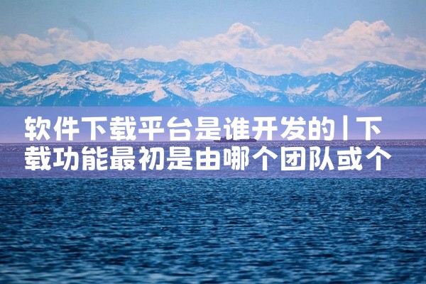 软件下载平台是谁开发的